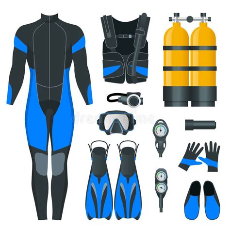 Man S Scuba Gear And Accessories Equipment For Diving Stock Vector