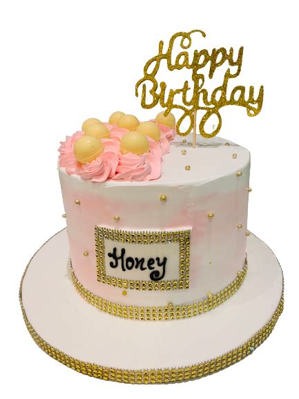 Honey Pink And Gold Birthday Cake Rashmis Bakery