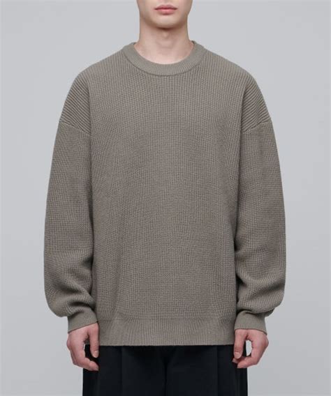 MUSINSA MUSINSA STANDARD Oversized Ribbed Crew Neck Knit Dusty Beige