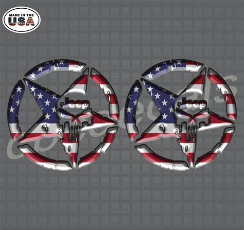 Punisher Skull American Flag Star Decal Stickers (Set of 2)Star Decals ...