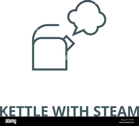 Kettle With Steam Vector Line Icon Linear Concept Outline Sign