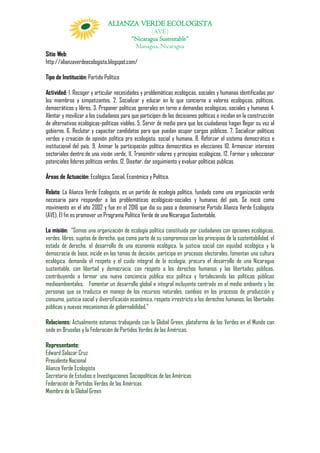 Alianza Verde Ecologista Presentacion Minima Mayo Pdf