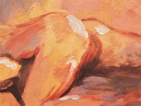 Erotic Female Art Original Oil Painting Nude Naked Girl Sleeping In Bed