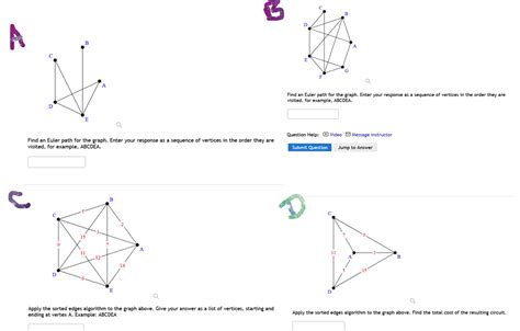 Solved Find An Euler Path For The Graph Enter Your Response