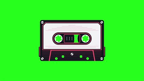 Audio Tape Rolling Cassette Tape Animated Playing On Green Screen Green Screen Animation