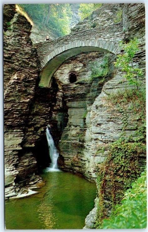 Sentry Bridge And Cascade At Entrance To The Gorge At Watkins Glen Park