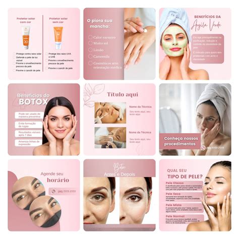 Templates Canva Estética Beleza 3 0 60 Artes Editáveis Bônus