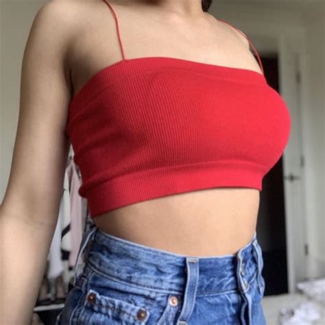 Urban Outfitters Women S Red Crop Top Depop