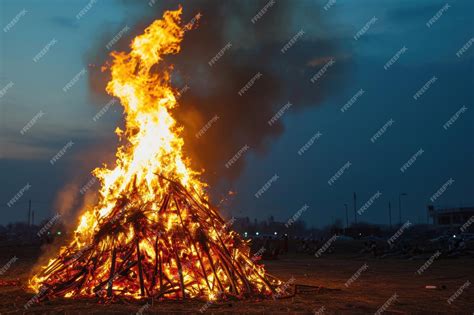 Premium Photo Giant Bonfire For Indian Spring Harvest Festival