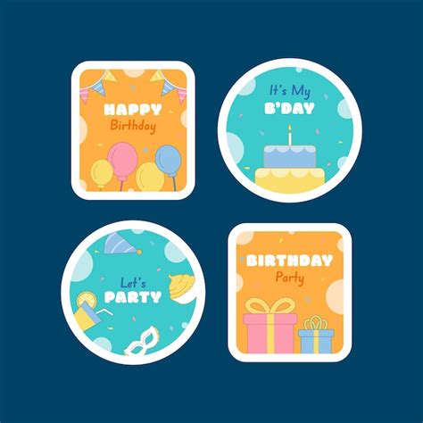 Free Vector | Kids birthday party labels collection