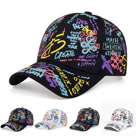 Gorras De B Isbol Snapback Con Estampado De Grafiti De Letras Unisex