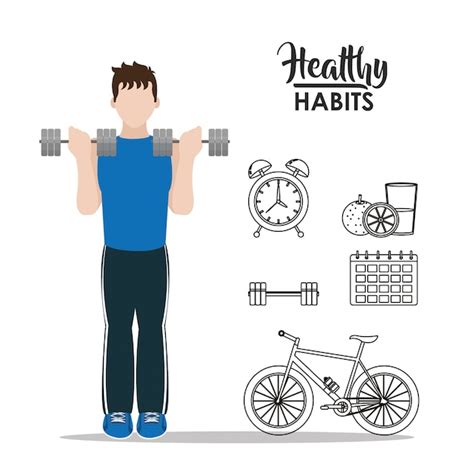 Premium Vector | Male with healthy habits cartoon concept