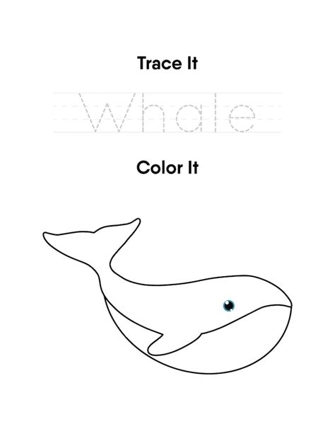 Premium Vector Trace The Word And Color The Whale Handwriting