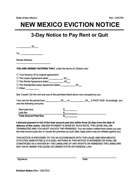 Free New Mexico Eviction Notice Forms Pdf Word Templates