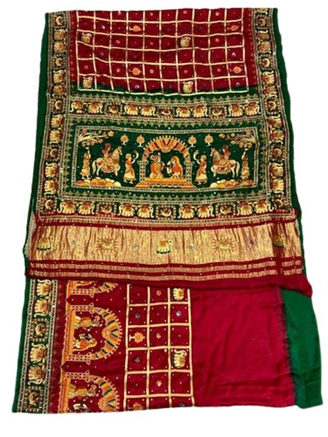 Bandhani Ladies Fancy Gaji Silk Handwork Gharchola Saree Handwash