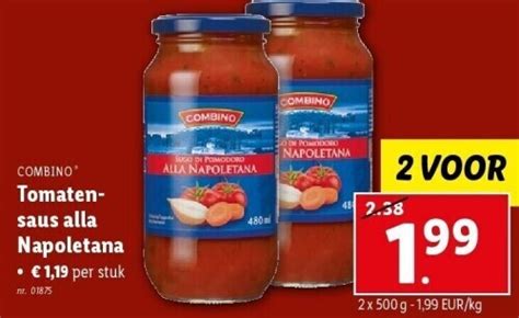 COMBINO Tomatensaus Alla Napoletana 2 X 500g Promotie Bij Lidl