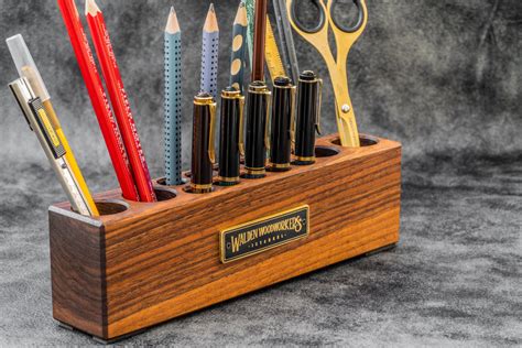 Wood Desk Organizer Pen And Tool Holder Walnut Or Mahogany Galen