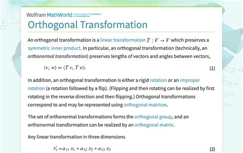 Orthogonal Transformation -- from Wolfram MathWorld