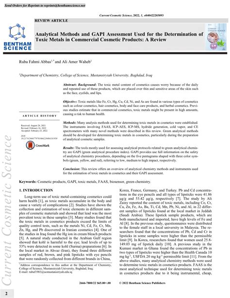 PDF Analytical Methods And GAPI Assessment Used For Determination Of