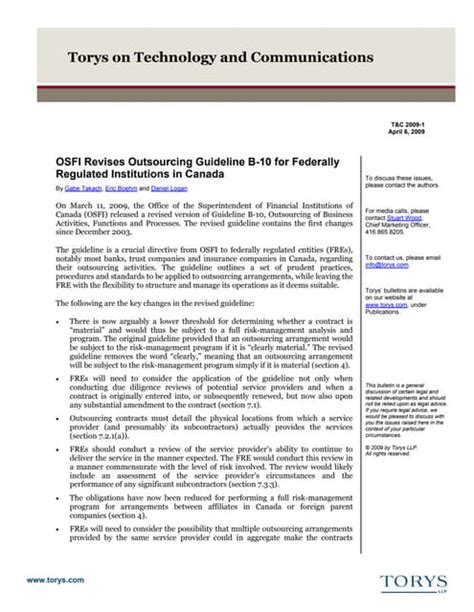 Osfi Revises B 10 Guidelines Pdf