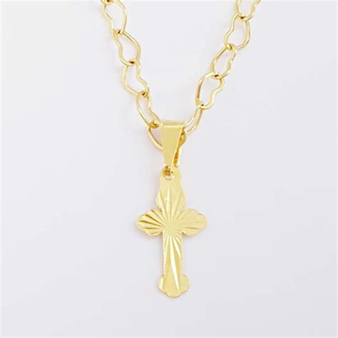 Colar Cm Pingente Cruz Crucifixo Banhado Ouro K C P