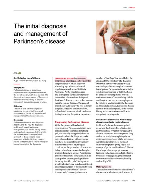 Diagnosis And Management Of Parkinsons Focus Clinical © The Royal