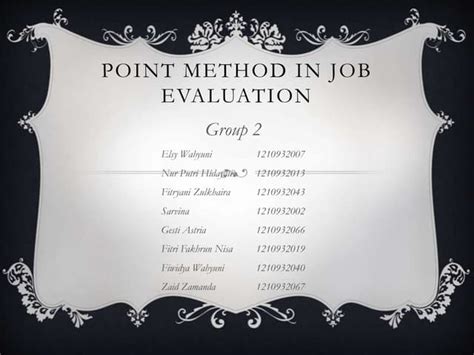 Point Method In Job Evaluation Ppt Ppt