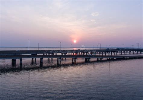 Sunset Over Mobile Bay, Alabama Stock Image - Image of evening, dock ...