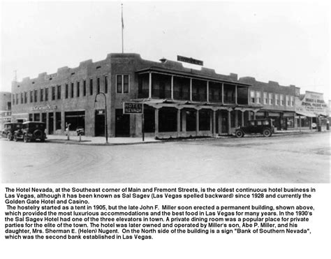 Over50Vegas: The Nevada Hotel at 1 Fremont las Vegas, NV 1905 to 1931