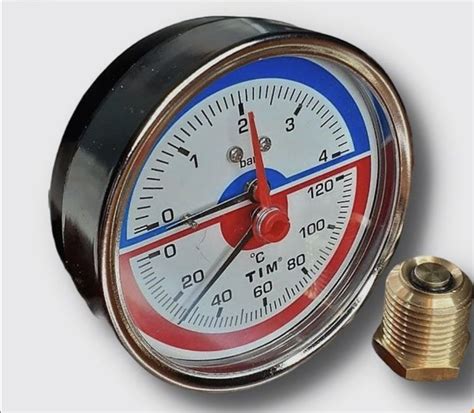 Термоманометр аксиальный 1/2" - 4 бар TIM арт. Y-80T-4bar купить на ...