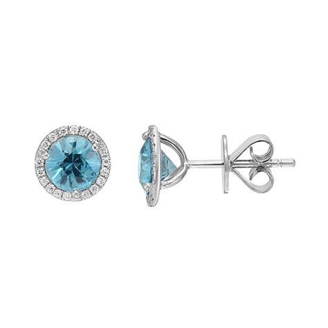 Blue Zircon And Diamond Earrings For Sale At 1stdibs