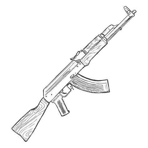 120+ Drawing Of A Gun Ak 47 Stock Illustrations, Royalty-Free Vector ...