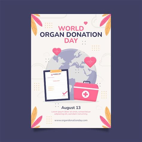 Free Vector Flat Vertical Poster Template For World Organ Donation Day