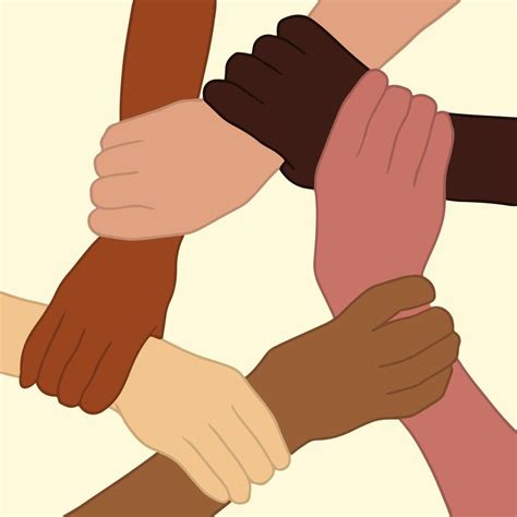 Hands Of People With Different Skin Colors Holding Each Other Wrist