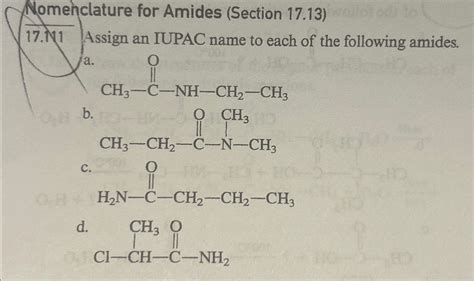 Solved Nomenclature For Amides Section N Chegg