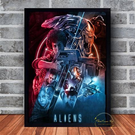 Alien Movie Poster Canvas Wall Art Family Bedroom Decor Frame Option ...