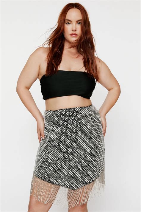 Plus Size Beaded Tassel Trim Mini Skirt Nasty Gal