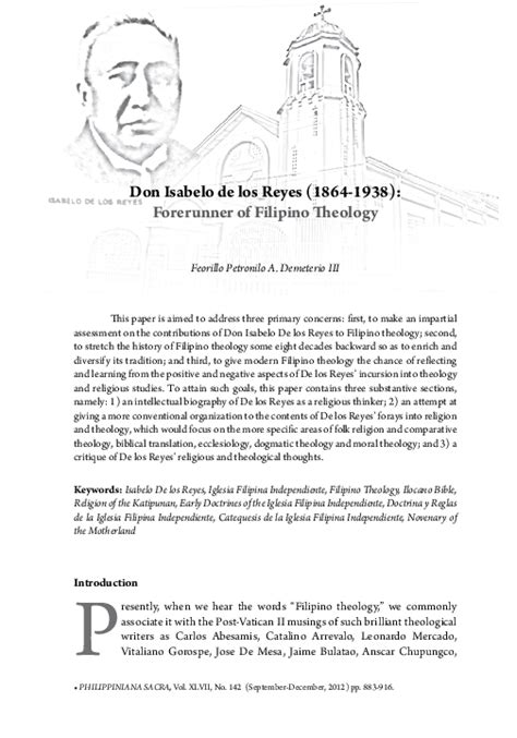 (PDF) Don Isabelo delos Reyes (1864-1938): Forerunner of Filipino Theology