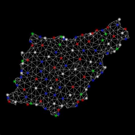 Mapa Brillante De Mesh Wire Frame Gipuzkoa Province Con Los Puntos De