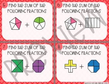 Adding Fractions Task Cards A H By Texas Teacher Abroad