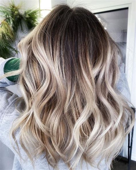 Luxury Ash Blonde Dark Brown Roots Balayage Human Hair Etsy