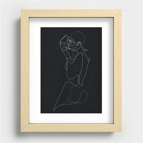 Nude In Black Nib 20 One Line Art Recessed Framed Print By Addillum