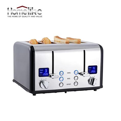 4 Slices Electric Toaster Touch Screen Digital Bread Toaster Smart with LED Display - Toaster ...