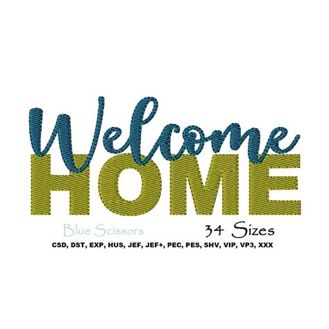 Welcome Home Embroidery Design Embroidery Welcome Home Etsy