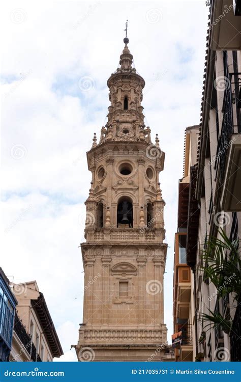 Cathedral Tower and Houses in Logrono, Spain Stock Image - Image of ...