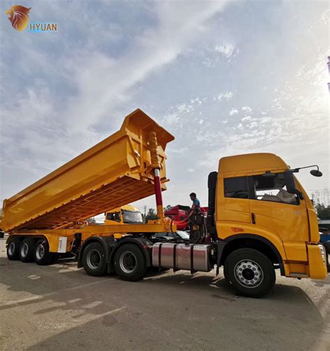 3 Axles 50ton Hydraulic Side Box Tipper Dumper Dump Semi Truck Trailer