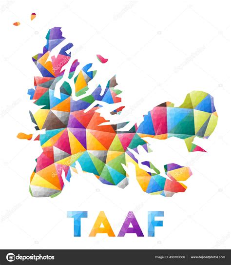 Taaf Colorful Low Poly Country Shape Multicolor Geometric Triangles