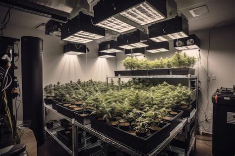 Premium AI Image Grow Room With Various Cannabis Strains And