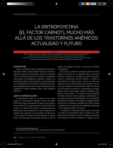 Pdf La Eritropoyetina Tabla 1 El Factor Carnot Mucho Más 4 Eritropoyeti · Brana