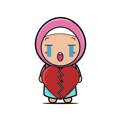 Hijab Girl Holding Flowers On Ramadan Vector Illustration Stock Vector